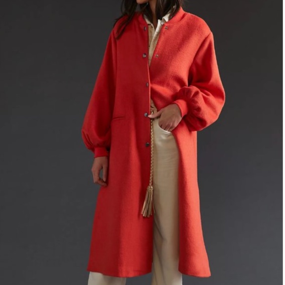 NWT Anthropologie dRA long wool coat with puff sleeves bohemian - Picture 2 of 7